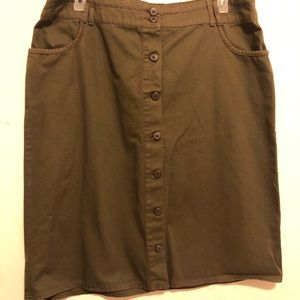 Olive green pencil skirt